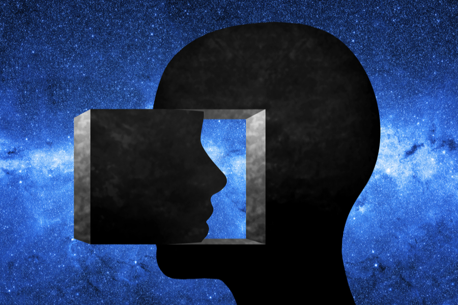 Typology concept _ artist's representation of a window into the mind